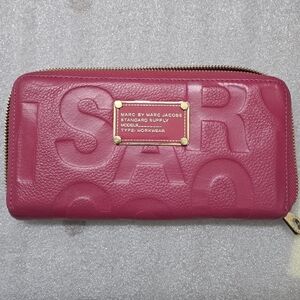 Marc by Marc Jacobs Pink Embossed Zip-Around Wallet